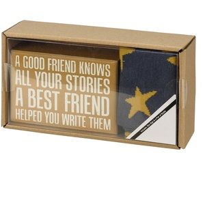 NEW good friend/best friend box sign & socks boxed set